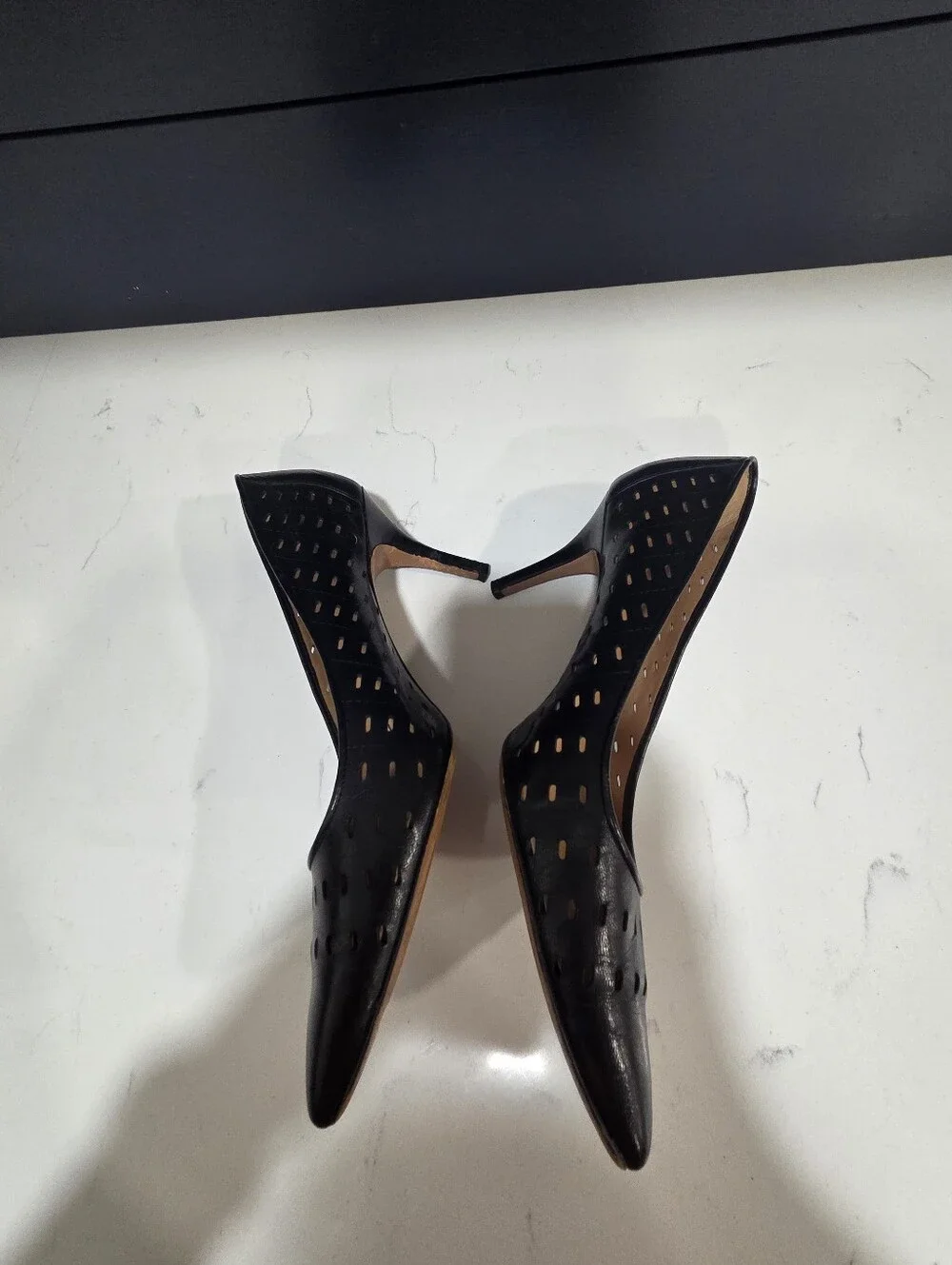 Nine West Laser Cut Classic Black Pointed-Toe Perforated Women’s Pumps Size 11M